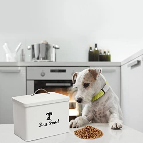 Dog Food Storage Container Set Farmhouse 7 Lbs Pet Food Treats Bin With Lid And Scoop, Perfect Sturdy Vintage Canister Tins For Kitchen Countertop, Shelf, Great Gift For Pet Owners #TOP4
