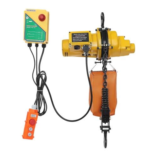 Verricello elettrico, 1300 W, paranco elettrico a catena, 1000 kg, con telecomando senza fili, argano elettrico, altezza 6 m, per officina, garage magazzini (giallo, arancione)