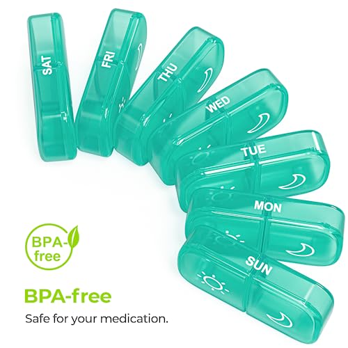 Image of AUVON Weekly Pill Organizer 2 Times a Day, One-Sided Opening, Easy to Use