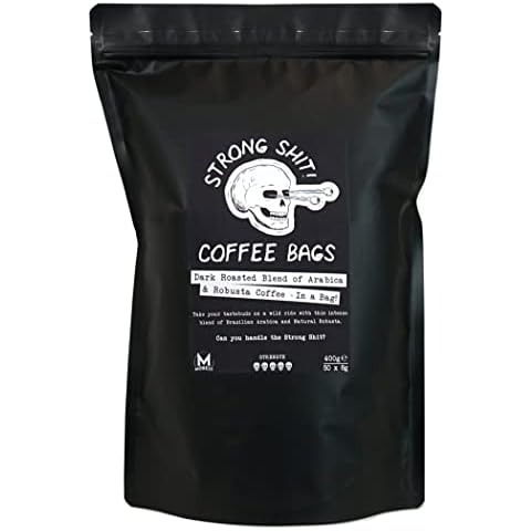 Moreish Coffee Roasters Strong Shit! Coffee Bags - Dark Roasted Blend of Arabica and Robusta (50 Coffee Bags) Cover