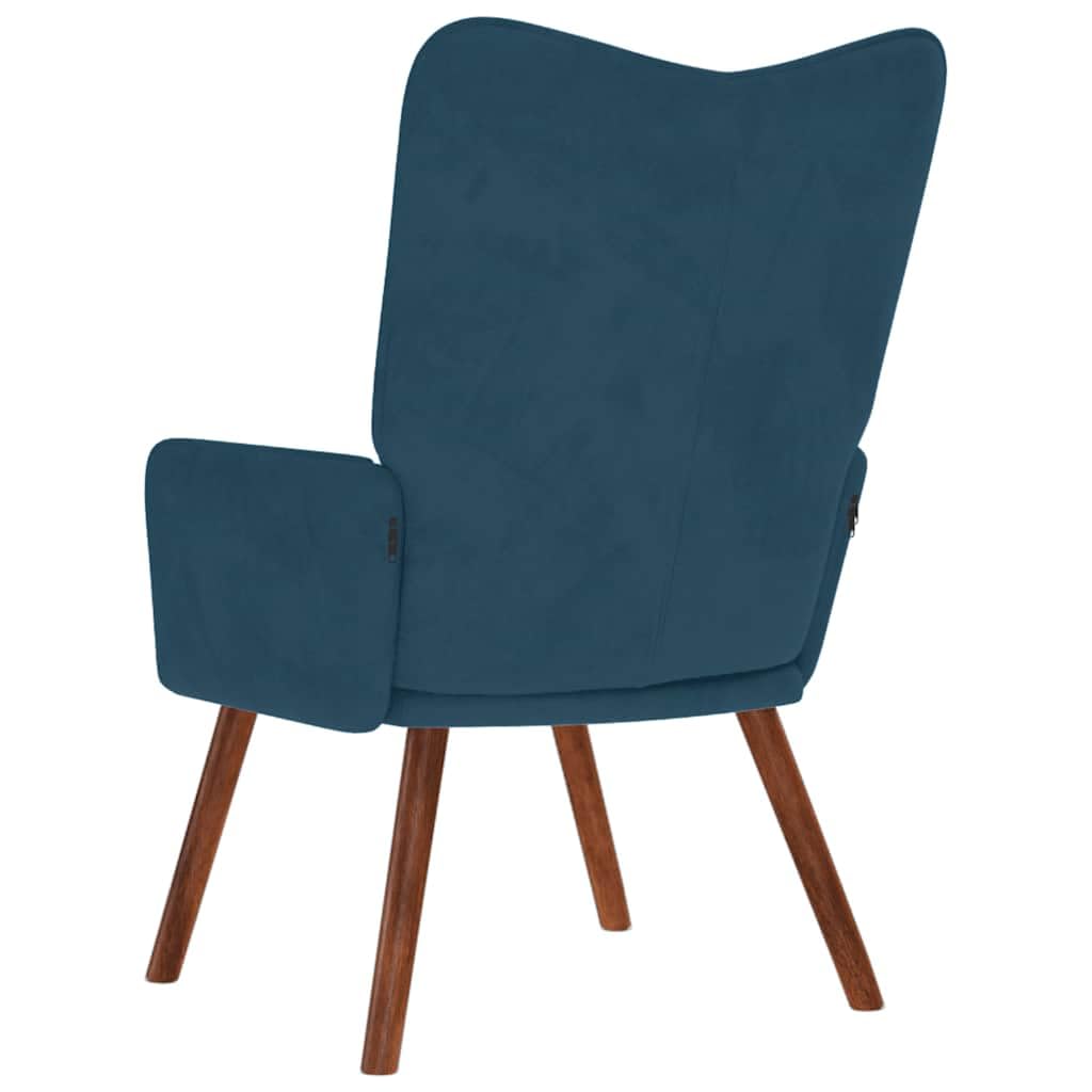 Poltrona Relax Blu in Velluto morbido con struttura in legno e metallo, seduta imbottita ergonomica e braccioli, ideale per soggiorno, ufficio, camera da letto e angolo lettura