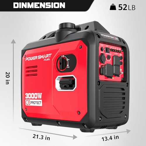 Image of PowerSmart 3000 Watt Portable Inverter Generator for Camping or Home Use