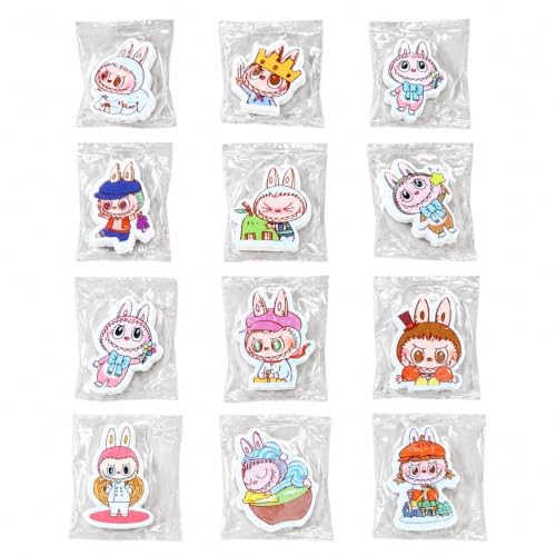 Image of Radiance Cartoon Bunny Rubber Eraser Set, Pack of 12, Random Design, for School, Drawing & Sketching, Return Gifts (Random Design)