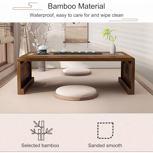 Table de sol japonaise pliable en bambou naturel - table basse de salon de thé