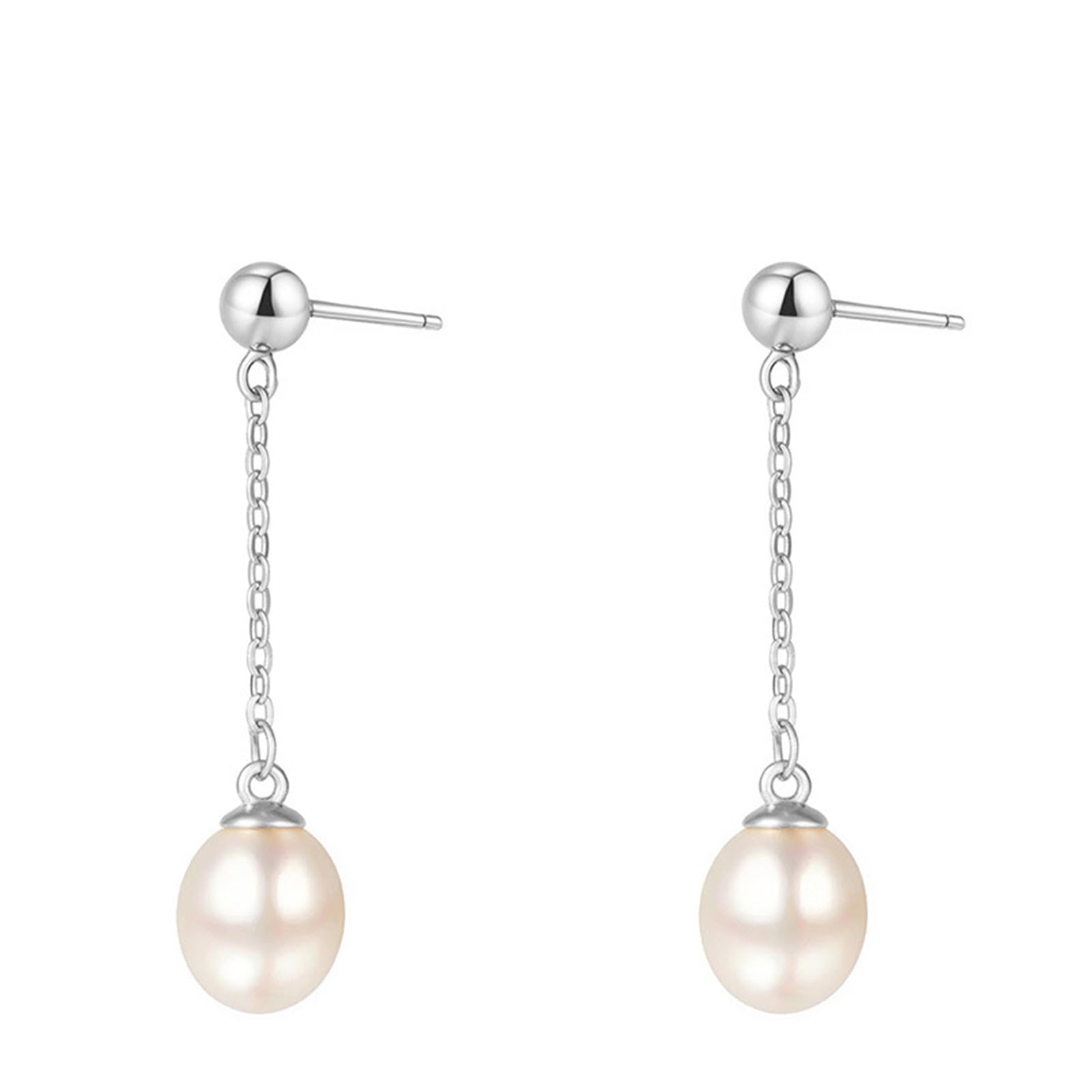 Boucles d'oreilles argent 925 chaîne et perle pour vos soirées - 3