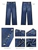 luvamia Trendy High Waisted Womens Wide Leg Jeans Side Studded Embellished Distressed Stretch Jeans for Women Concert Outfits for Women 2025 Denim Pants Nightfall Blue Large US Size 12-14 #4