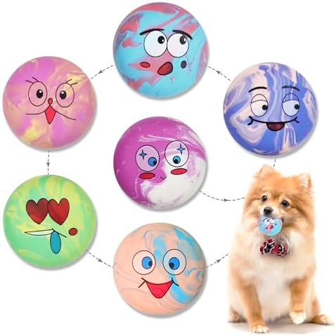 Squeaky Dog Toys Cute Shape Funny Natural Rubber Dog Chewing Chase Toys for Small and Medium Breeds 6 Pcs/Set
