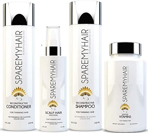 Spare My Hair Vitamins, Shampoo, Conditioner and Scalp Solution for Hair Growth with Biotin, for Healthy Hair Treatment for Men & Women, Visible Results in 1 Month Longer Stronger Silky Soft Hair
