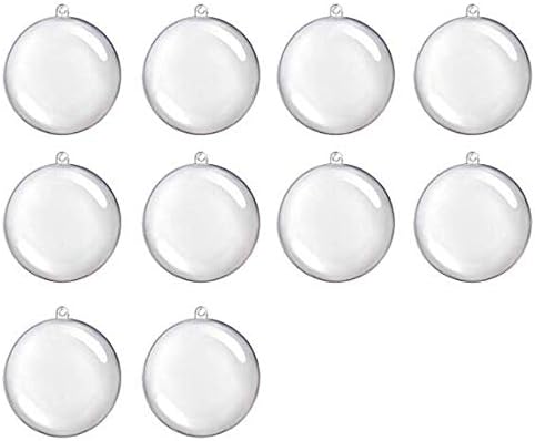 LANLONG Christmas Transparent Ball Candy Boxes Romantic Design Christmas Decorations Transparent Ball Can Open Plastic Bauble Ornament- Pack of 10 (80mm - Carton Packaging)