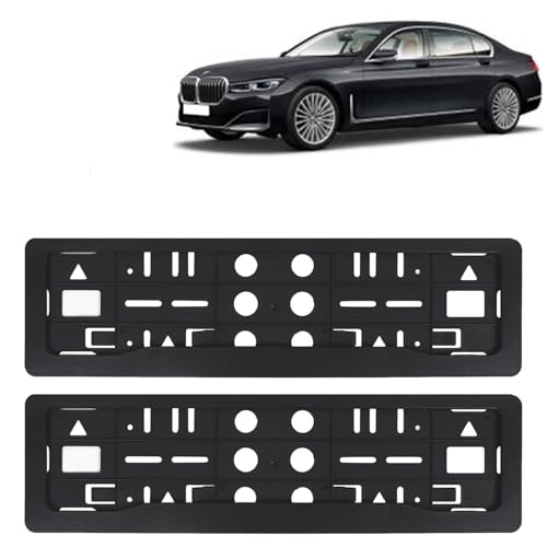 Image of KINGSWAY 7 Series Car Number Plate Frames for All 2018 Onwards Models of B-MM-W Car Registration Plate Holders, Black Licence Plate Covers (Front and Rear), Universal Size 51.5 x 14.5 cm