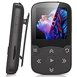 AGPTEK 32GB MP3 Bluetooth 5.3 Clip, HiFi Portable Sports MP3 Player, Music Player with Volume Button, FM Radio/Pedometer/Voice Recorder External up to 128GB - Black