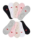 MRYUWB 5 to 10 Pairs Kids Skin-friendly No Show Socks, Cute Low Anti-slip Soft Socks for Girls and Boys 6-15 Years ((Black,White,Gray,Beige,Pink) 10 Pairs)