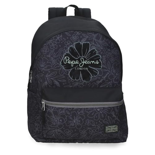Pepe Jeans Eloise Mochila Adaptable a Carro Portátil 15,6 pulgadas Negro 31x44x17,5 cm Poliéster 23,87L by Joumma Bags