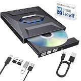 Lscsdf Lettore DVD e Blu-Ray esterno 7 in 1, USB 3.0 di tipo C, portatile, con 3 porte USB, slot per schede SD/TF, per computer portatile, Mac, MacBook, Windows 11/10/7