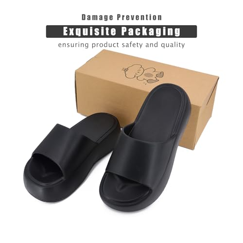 Image of Platform Slides for Women, Platform Sandals Women Comfortable, Cute Flatform Beach Sandals, Slip on Summer Cloud Vacation Shoes for 2025