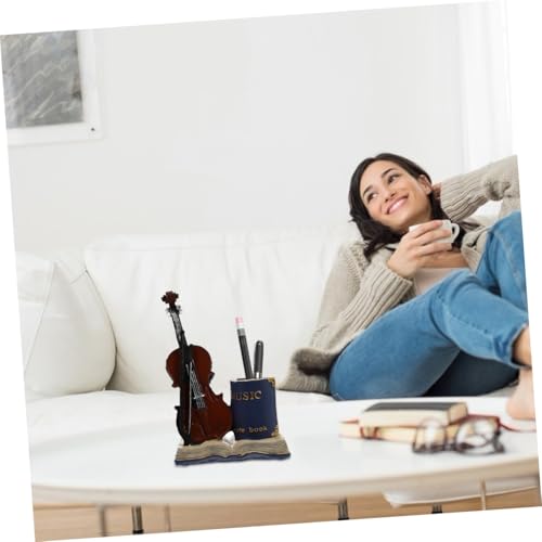 Porte-stylo violon en résine rétro pour bureau
