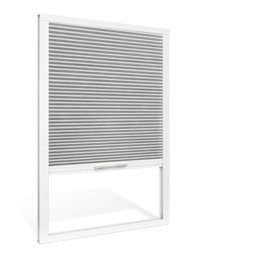 Moonice Light Fitering Skylight Shades, Waterproof Fabric Cordless Cellular Shades Room Darkening Honeycomb Blinds for Roof Inclined Plane Room Windows-Custom Size, Grey