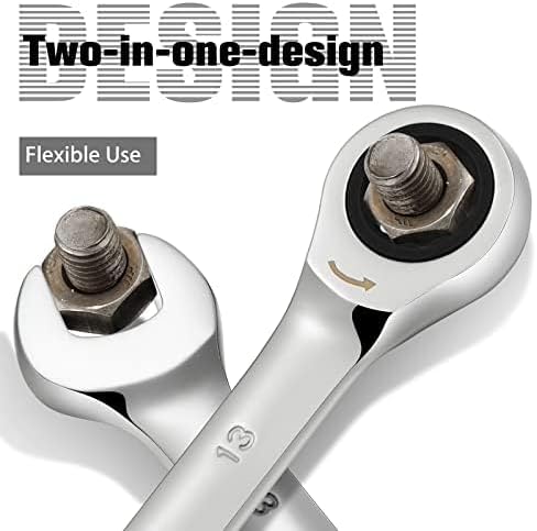 Miniatura 2 de SORAKO Llave combinada de trinquete engranaje de acero Cr-V de grado industrial (A-0.512 in métrico)