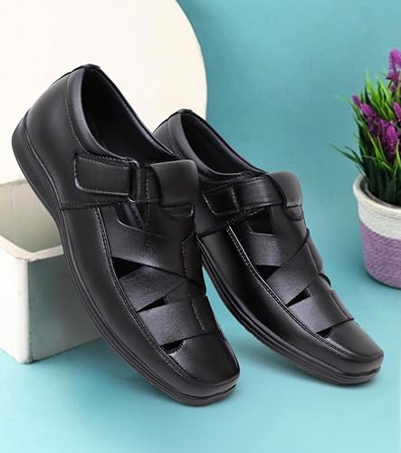Image of BRUTE Faux Leather Sandals for Men | Fisherman Sandals | Closed Sandals