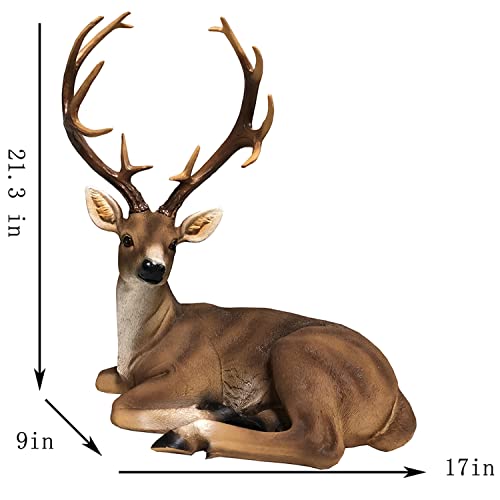 Xtapan 21.3" Resin Deer Buck Statues Figurine Sculpture Lawn Ornaments Animals Yard Art Garden Statues And Figurines Outdoors Decorations For Home Office Decor #TOP6