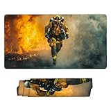 Gaming Mauspad XXL 600 x 300 mm Großer Mousepad Feuerwehrleute Schreibtischunterlage, Verbessert Präzision und Geschwindigkeit, Wasserdicht rutschfeste Gummibasis Gaming Zubehör Mauspad h-1015