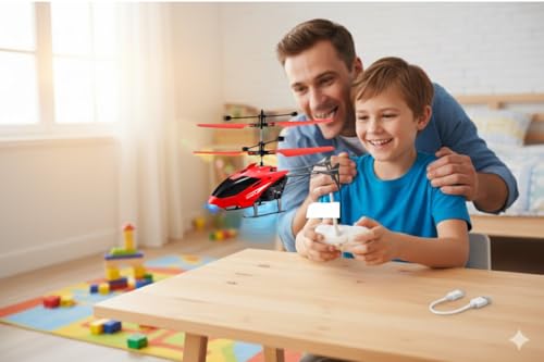 Image of RC Helicopter with Hand Gravity Sensor for Kids 4+, Flying Remote Control Helicopter Toy, Chargeable with 3D LED Light & Smart Safety Sensor, Indoor Outdoor Play, Gift for Boys & Girls (RED)