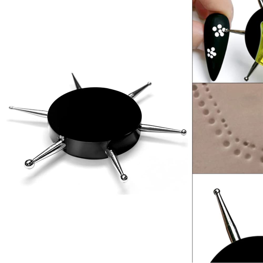 Nail Dotting Tool, UV Gel Painting Nail Art Circular Dotting Tool Disc Nail Tools Dot Painting Nail Polish Carving Tools Salon Decoration Manicure Tools for Embossing Pattern Clay Sculpting