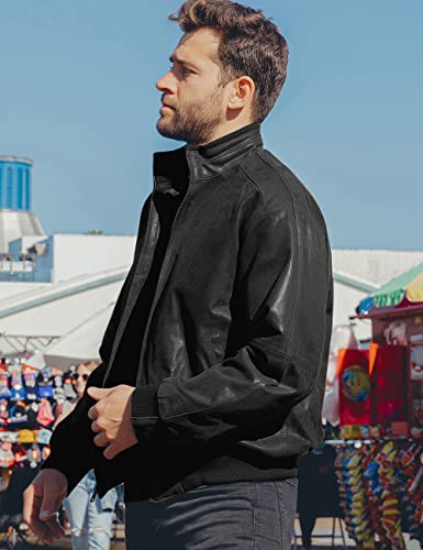 FLAVOR Men's Real Leather Bomber Casual Jacket4