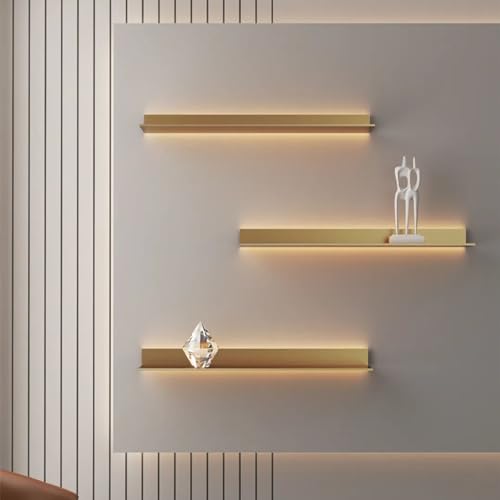 Étagère murale en métal noir avec LED de luxe pour salon chic