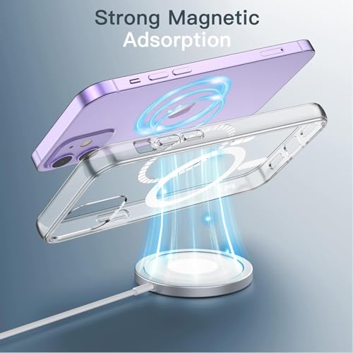 Image of JGD Magnetic Case for iPhone 12 Pro Compatible with MagSafe, Shockproof Phone Bumper Cover, Anti-Scratch Clear Back (Clear)