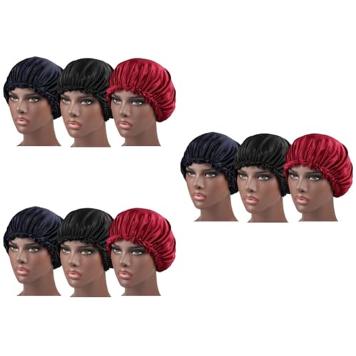 Bonnet de chimio dentelle pour femme rouge noir marine 9pcs