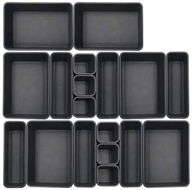 OHAHA 18 Pack Interlocking Desk Drawer Organizer Tray, Contains 6 Large, 6 Medium, 6 Small. Value Collection | Customizable Multi-Purpose Storage | Durable | Easy to Clean | BPA-Free