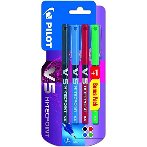 Lote de 4 bolígrafos rollers V5 – Pilot – Surtido de colores
