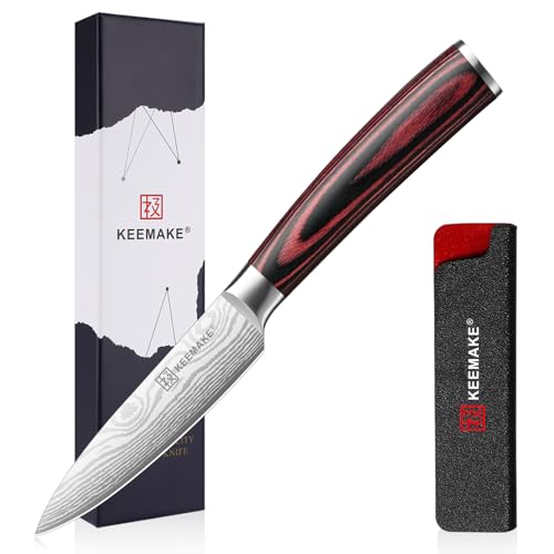 KEEMAKE Couteau Office 9 cm, Couteau Cuisine d'Office Professionnel avec Fourreau de Lame, Couteaux...