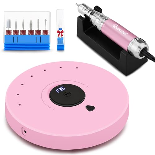 Enniewi Torno para Uñas Profesional, Lima de Uñas Profesionales, Torno Uñas, Kit 7 Fresas Brocas,Pulidor Uñas, Lima Electrica, Nail Drill, Set Manicura y Pedicura Electrico, rosa