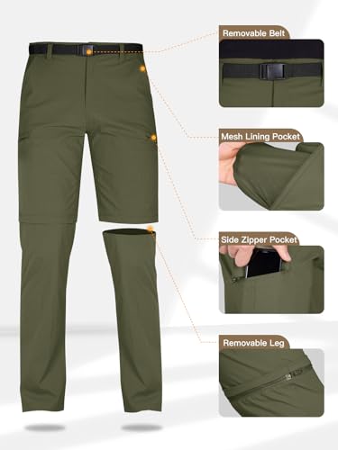 Free Soldier 6941489300844 Men'S Outdoor Convertible Hiking Pants With Belt Lightweight Quick Dry Tactical Cargo Pants Nylon Spandex thumb #4
