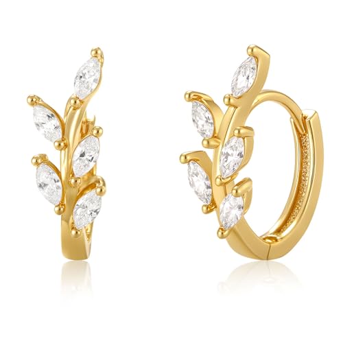 Sargetou 14K Gold Plated CZ Huggie Hoop Earrings for Women | Minimalist Fashion Jewelry Gift for Her