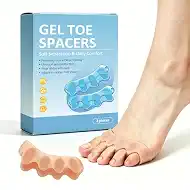 Toe Separators & Toe Spacers for Women Men – Premium Silicone Toe Straightener for Bunion, Hammertoe, Overlapping Toes – Used for Walking, Running & Yoga – 2 Pairs Beige (Regular Size)