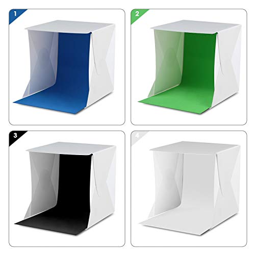Amzdeal 12in Photo Studio Box Pliable Photo Light Box Professionnel Photo Booth Box avec LED Light 4 Couleurs Décors