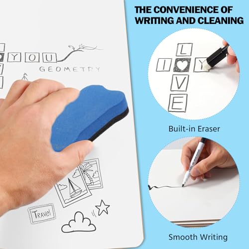 14 Stück Whiteboard Klein A4, Mini Whiteboards Abwischbar Doppelseitige Kleine White Boards mit 14 Radiergummis Tragbare Weiße Tafel für Schule Büro und Zuhause (29.7 x 21cm)