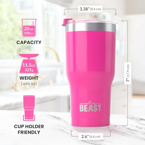 Image of Beast 30 oz Tumbler Stainless Steel Insulated Coffee Cup with Lid, 2 Straws, Brush & Gift Box by Greens Steel (30oz, Cup Cake Pink)