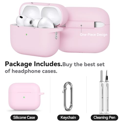 Image of Ljusmicker for AirPods Pro 3 Case 2025 with Cleaner Kit,Soft Silicone Protective Cover for Apple AirPods Pro 3rd Generation Cases for Women Men,for AirPod Pro 3 Cover with Keychain-Light Pink