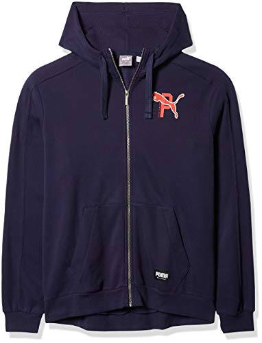 PUMA Men's Athletics Full Zip Fleece Hoodie, Peacoat, L