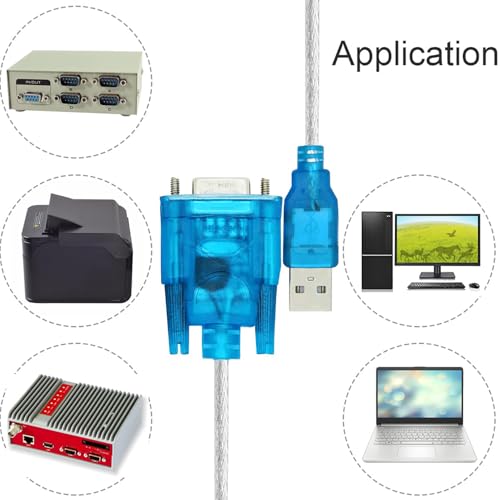 Image of PremiumAV USB to RS232 Serial Cable - DB9 9-Pin Male to USB Converter Adapter for PC, Laptop, Modem, POS, Printer, CNC, Router - 6ft High-Speed