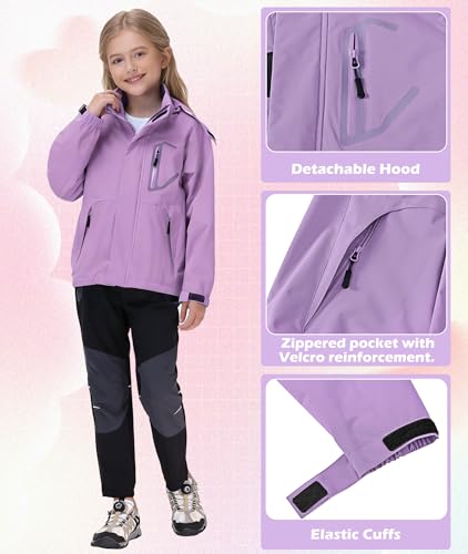 Image of Boys Rain Jacket Kids Lightweight Rain Jackets Waterproof Hooded Windbreaker Outdoor Coats for Boys Girls