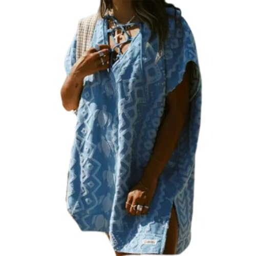 Towel Cover-Up Womens Swimsuit Coverup Crochet V Neck Cover Up Short Sleeve Beach Dress for Swimwear Summer Terry Cloth Beach Dress Resort Wear Beach Bath (Swimming Turtles Cover Up L)