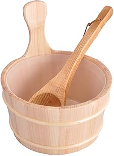 zalati Holzeimer und Schöpflöffel, 4 l Fassungsvermögen, für Sauna, Dampfzubehör