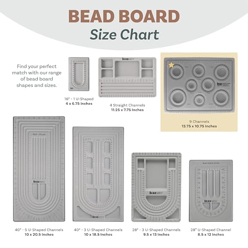 Image of The Beadsmith Elements Bracelet & Anklet Design Bead Board | 13.75 inch x 10.75 inch x 1 inch, Removable Transparent Cover, Flocked Surface, Multiple Channels & Printed Ruler, for Jewelry Making