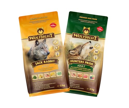 Wolfsblut Hund Adult | Trockenfutter | Multi Bundle | Mix Paket | Sparpaket | 2 x 2 kg | Verschiedene Sorten (2 x 2 KG, 1x Jack Rabbit, 1x Hunters Pride)