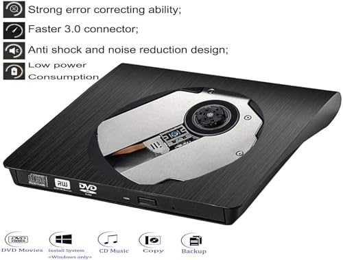 Unidad externa DVD CD USB 3.0 ultradelgada compatible con PC miniatura 5